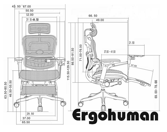 Кресло Ergohuman Plus с подставкой для ног Comfort Seating